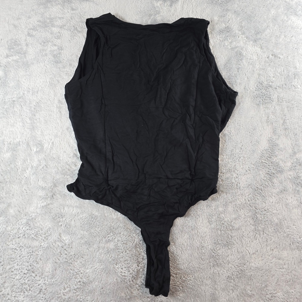 Lulus Women XL Black Bodysuit Surplice V-Neck Sleeveless Crossover Wrap Stretch - Picture 5 of 5